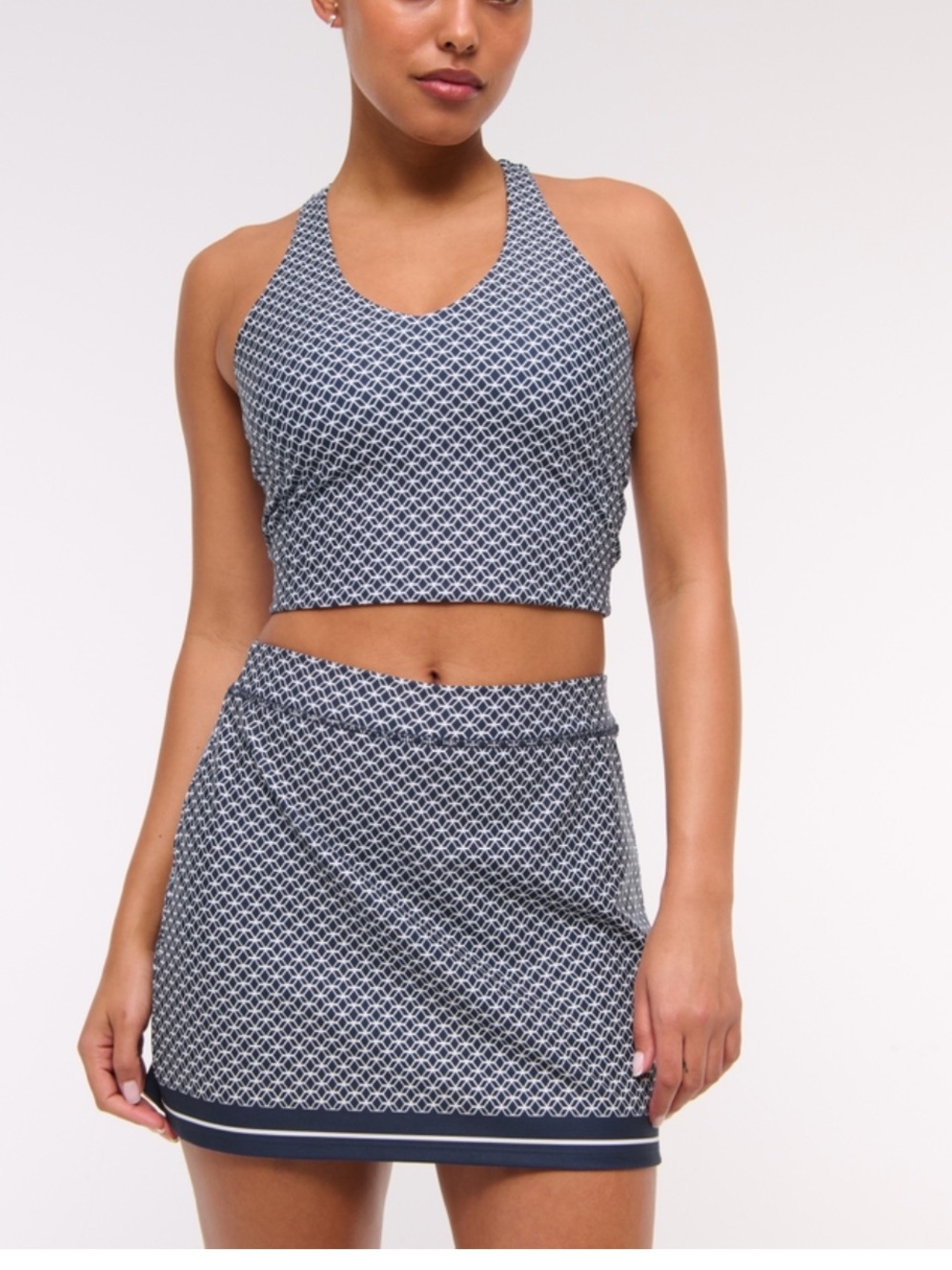 NWT Abercrombie Navy Patterned Mini Skort and Top Set - XS
